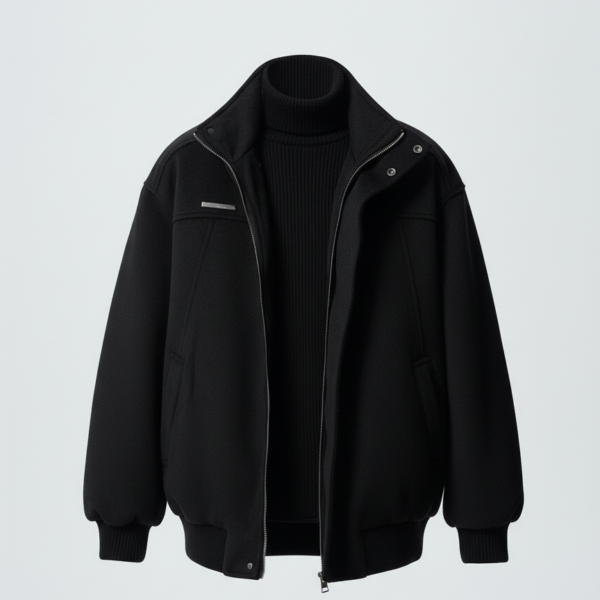 oversized fleece stand collar jacket