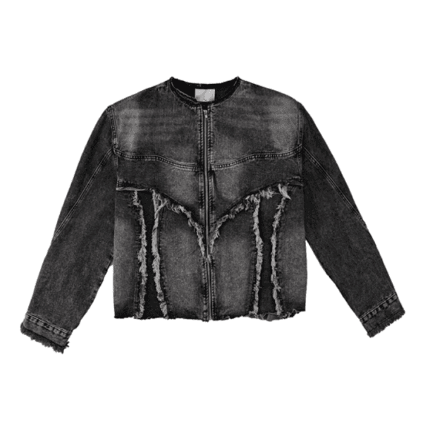 deconstructed frayed denim jacket