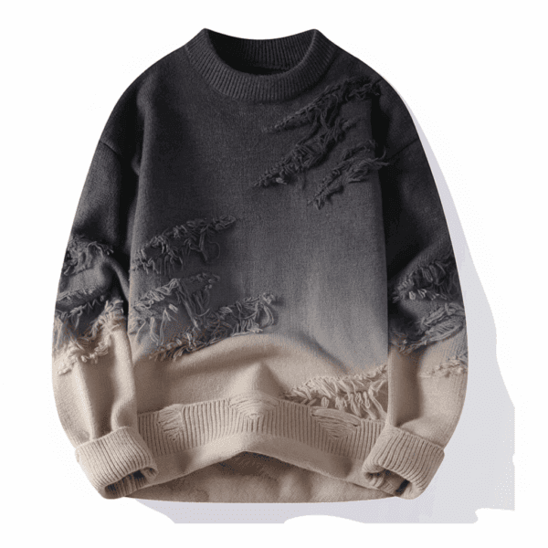 distressed gradient knit sweater