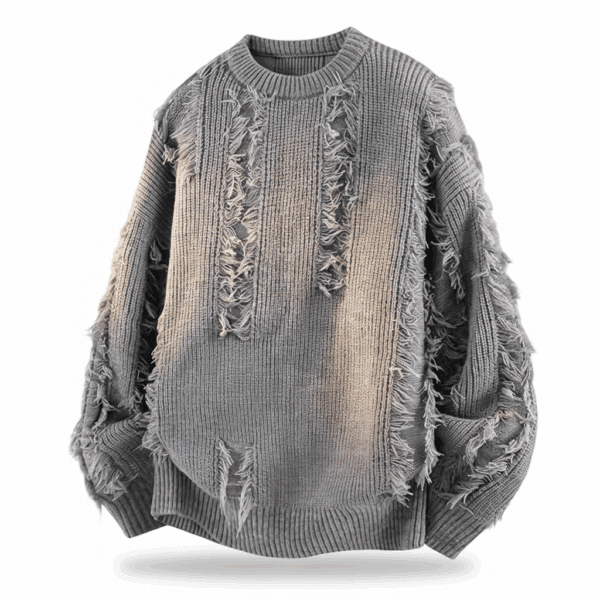 fringe distressed knit